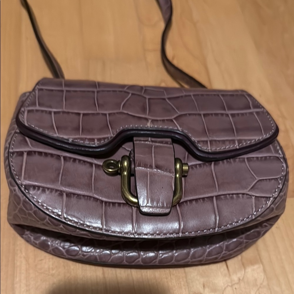 JCREW Elegant Crocodile-Embossed Purple Crossbody Bag - Picture 1 of 7